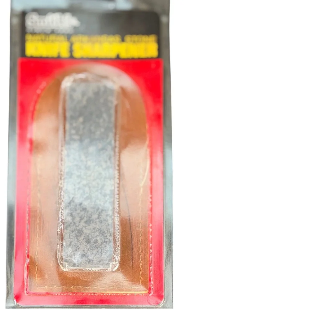 Smiths Natural Arkansas Stone Knife Sharpener Medium MP4L Grey Leather Pouch New